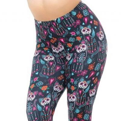 XPlus Size Sugar Skull Kitty Cat Leggings by USA Fashion™